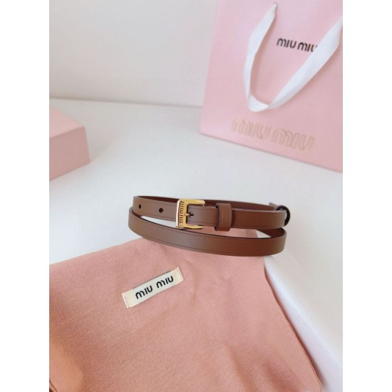Premio Replica Cintura con fibbia color oro Miu Miu 15mm marrone Imitazione Outlet