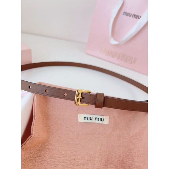 Premio Replica Cintura con fibbia color oro Miu Miu 15mm marrone Imitazione Outlet