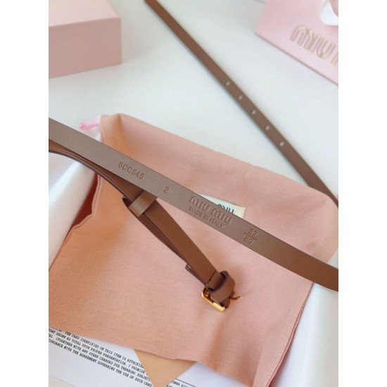 Premio Replica Cintura con fibbia color oro Miu Miu 15mm marrone Imitazione Outlet