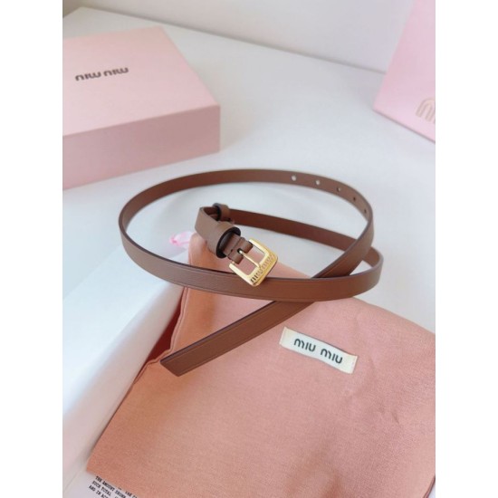 Premio Replica Cintura con fibbia color oro Miu Miu 15mm marrone Imitazione Outlet