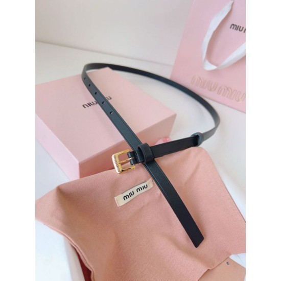 Premio Replica Cintura con fibbia color oro Miu Miu 15mm Nero Imitazione Outlet