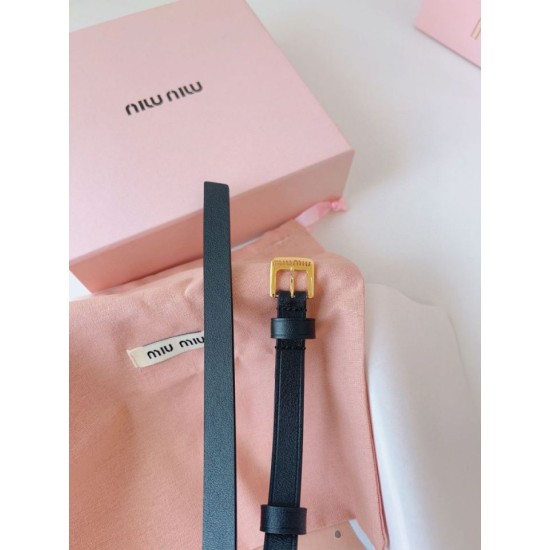 Premio Replica Cintura con fibbia color oro Miu Miu 15mm Nero Imitazione Outlet
