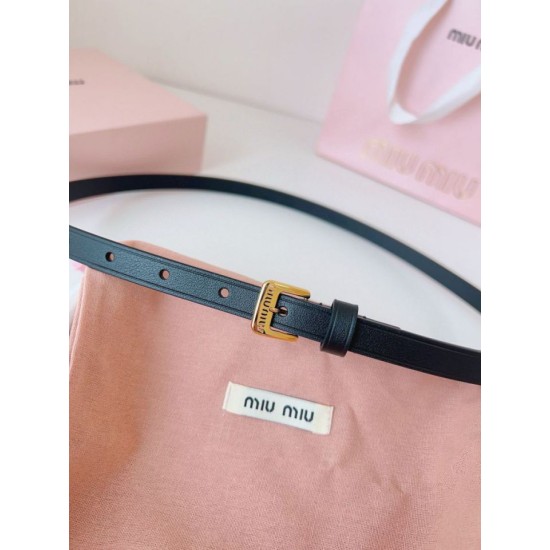 Premio Replica Cintura con fibbia color oro Miu Miu 15mm Nero Imitazione Outlet