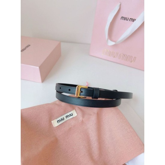 Premio Replica Cintura con fibbia color oro Miu Miu 15mm Nero Imitazione Outlet