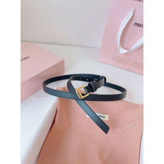 Premio Replica Cintura con fibbia color oro Miu Miu 15mm Nero Imitazione Outlet