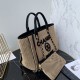 Replica Premium Borsa tote Chanel Deauville Beach Shopping AS3257 Rafia Nero Imitazione Outlet