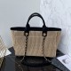 Replica Premium Borsa tote Chanel Deauville Beach Shopping AS3257 Rafia Nero Imitazione Outlet