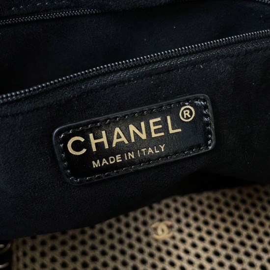 Replica Premium Borsa tote Chanel Deauville Beach Shopping AS3257 Rafia Nero Imitazione Outlet