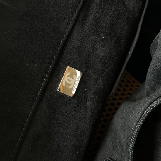 Replica Premium Borsa tote Chanel Deauville Beach Shopping AS3257 Rafia Nero Imitazione Outlet