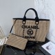 Replica Premium Borsa tote Chanel Deauville Beach Shopping AS3257 Rafia Nero Imitazione Outlet