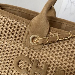 Replica Premium Borsa tote Chanel Deauville Beach Shopping AS3257 rafia Marrone Imitazione Outlet