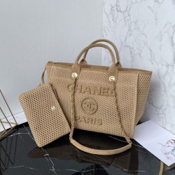 Replica Premium Borsa tote Chanel Deauville Beach Shopping AS3257 rafia Marrone Imitazione Outlet