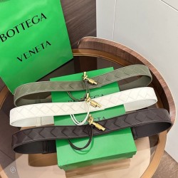 Replica Premium Cintura BV Andiamo Intrecciato Nappa 2cm verde/bianco/caffè Imitazione Outlet