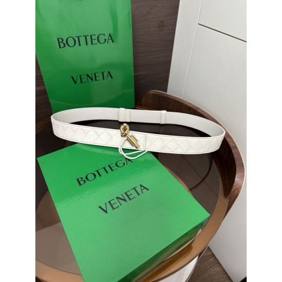 Replica Premium Cintura BV Andiamo Intrecciato Nappa 2cm verde/bianco/caffè Imitazione Outlet