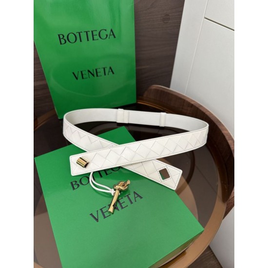 Replica Premium Cintura BV Andiamo Intrecciato Nappa 2cm verde/bianco/caffè Imitazione Outlet