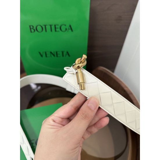 Replica Premium Cintura BV Andiamo Intrecciato Nappa 2cm verde/bianco/caffè Imitazione Outlet
