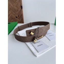 Replica Premium Cintura tessuto a quadri grandi BV Andiano Intreccio Bianco Imitazione Outlet