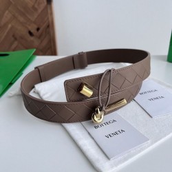 Replica Premium Cintura tessuto a quadri grandi BV Andiano Intreccio Bianco Imitazione Outlet
