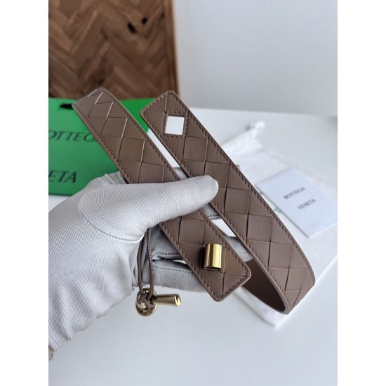 Replica Premium Cintura tessuto a quadri grandi BV Andiano Intreccio Bianco Imitazione Outlet
