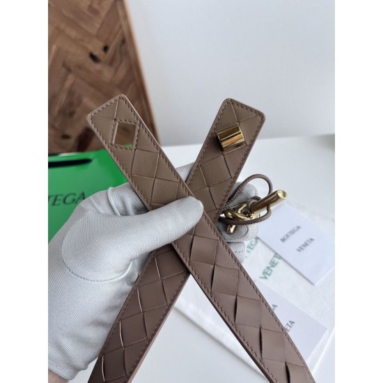 Replica Premium Cintura tessuto a quadri grandi BV Andiano Intreccio Bianco Imitazione Outlet
