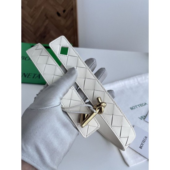 Replica Premium Cintura tessuto a quadri grandi BV Andiano Intreccio caffè Imitazione Outlet