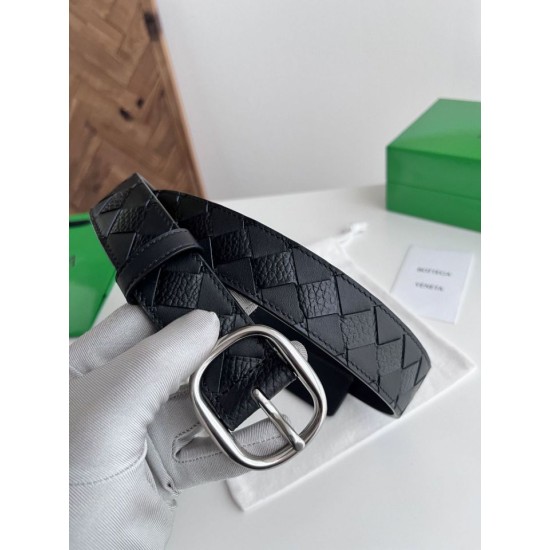 Replica Premium Cintura Intreccio Intreccio Check Da Uomo Bottega Veneta Nero Imitazione Outlet