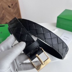Replica Premium Cintura Intreccio Intreccio Reversibile Check Da Uomo Bottega Veneta Nero Oro Imitazione Outlet