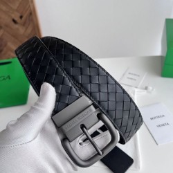 Replica Premium Cintura reversibile da uomo Bottega Veneta Intreccio Nero Imitazione Outlet