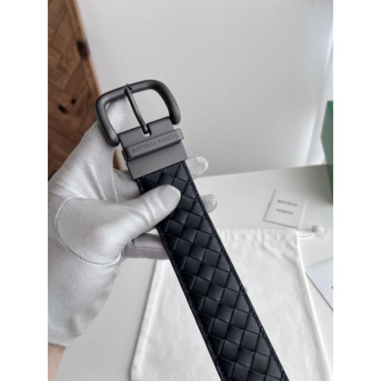Replica Premium Cintura reversibile da uomo Bottega Veneta Intreccio Nero Imitazione Outlet