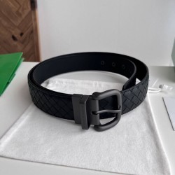 Replica Premium Cintura reversibile da uomo Bottega Veneta Intreccio Nero Imitazione Outlet