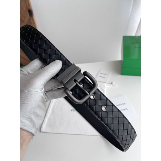 Replica Premium Cintura reversibile da uomo Bottega Veneta Intreccio Nero Imitazione Outlet