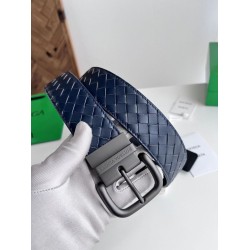 Replica Premium Cintura reversibile da uomo Bottega Veneta Intreccio Blu Imitazione Outlet