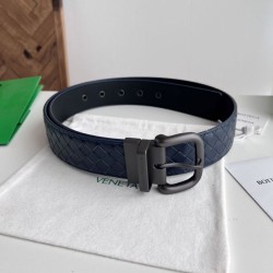Replica Premium Cintura reversibile da uomo Bottega Veneta Intreccio Blu Imitazione Outlet