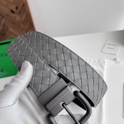 Replica Premium Cintura reversibile da uomo Bottega Veneta Intreccio Grigio Imitazione Outlet