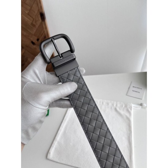 Replica Premium Cintura reversibile da uomo Bottega Veneta Intreccio Grigio Imitazione Outlet