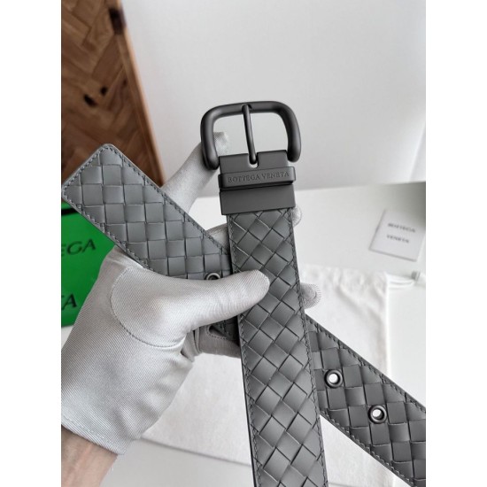 Replica Premium Cintura reversibile da uomo Bottega Veneta Intreccio Grigio Imitazione Outlet