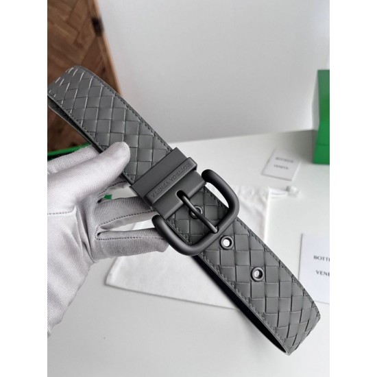 Replica Premium Cintura reversibile da uomo Bottega Veneta Intreccio Grigio Imitazione Outlet