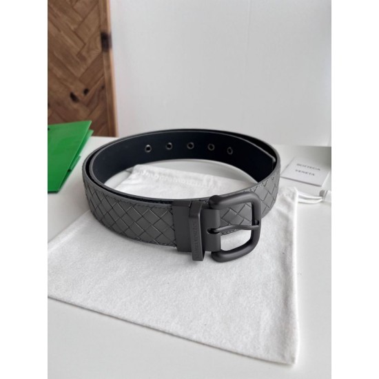 Replica Premium Cintura reversibile da uomo Bottega Veneta Intreccio Grigio Imitazione Outlet