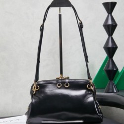 Replica Premium Pochette Miu Miu Honey Caprice con stampa a conchiglia 5BF131 Nero Imitazione Outlet
