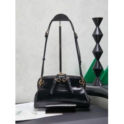 Replica Premium Pochette Miu Miu Honey Caprice con stampa a conchiglia 5BF131 Nero Imitazione Outlet