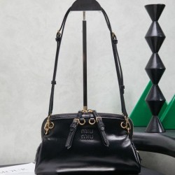 Replica Premium Pochette Miu Miu Honey Caprice con stampa a conchiglia 5BF131 Nero Imitazione Outlet