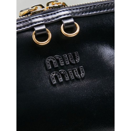 Replica Premium Pochette Miu Miu Honey Caprice con stampa a conchiglia 5BF131 Nero Imitazione Outlet