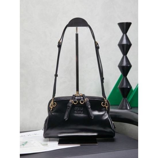 Replica Premium Pochette Miu Miu Honey Caprice con stampa a conchiglia 5BF131 Nero Imitazione Outlet