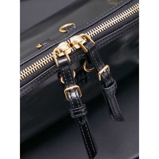Replica Premium Pochette Miu Miu Honey Caprice con stampa a conchiglia 5BF131 Nero Imitazione Outlet