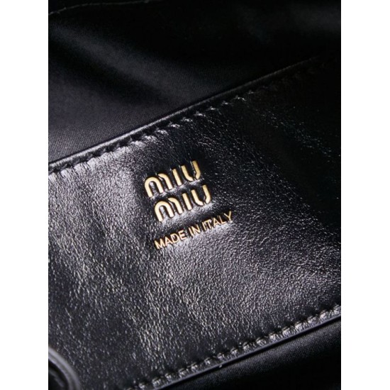 Replica Premium Pochette Miu Miu Honey Caprice con stampa a conchiglia 5BF131 Nero Imitazione Outlet