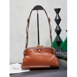 Replica Premium Pochette Miu Miu Honey Caprice con stampa a conchiglia 5BF131 Marrone Imitazione Outlet