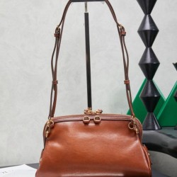 Replica Premium Pochette Miu Miu Honey Caprice con stampa a conchiglia 5BF131 Marrone Imitazione Outlet