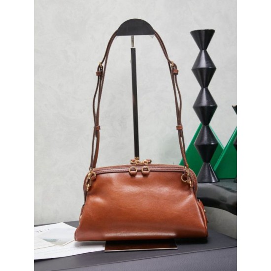 Replica Premium Pochette Miu Miu Honey Caprice con stampa a conchiglia 5BF131 Marrone Imitazione Outlet