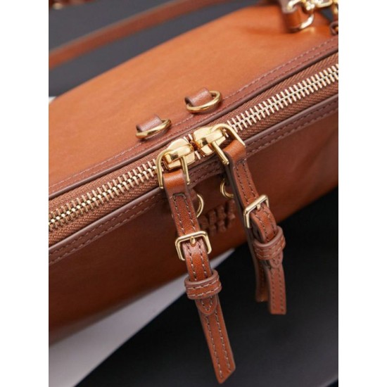 Replica Premium Pochette Miu Miu Honey Caprice con stampa a conchiglia 5BF131 Marrone Imitazione Outlet