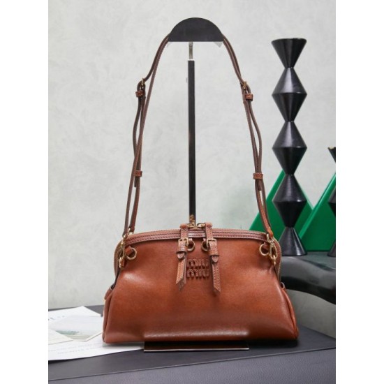 Replica Premium Pochette Miu Miu Honey Caprice con stampa a conchiglia 5BF131 Marrone Imitazione Outlet